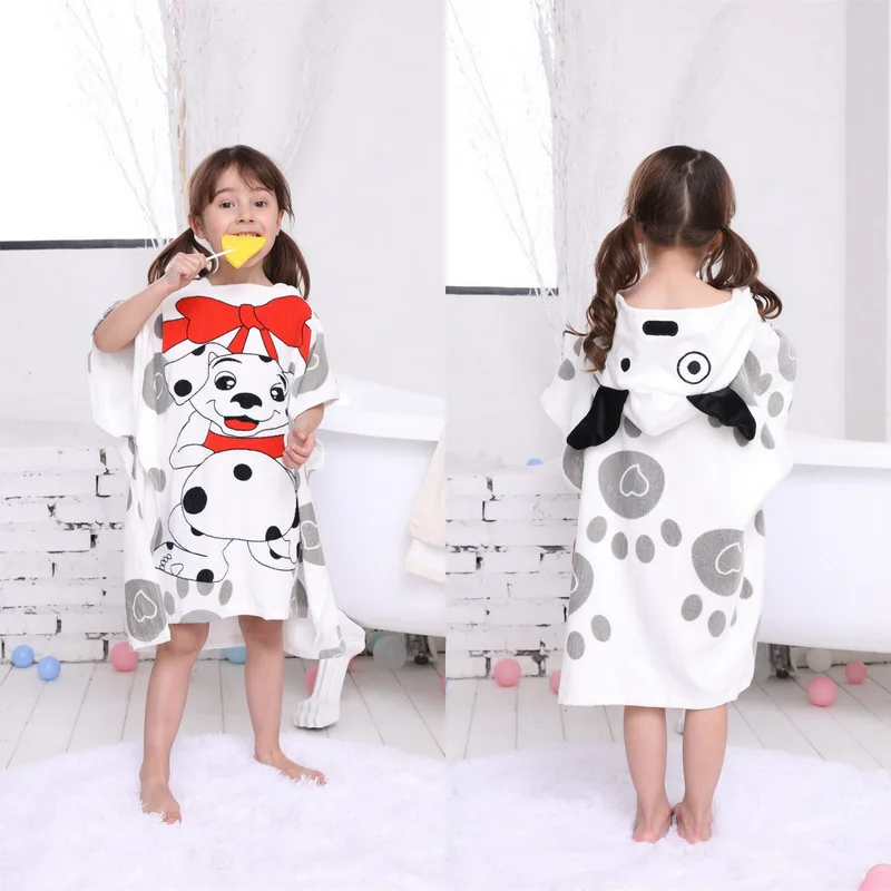 
Wholesale NEW Kids Cotton Hooded Bathrobe Cartoon Design Poncho Beach Towel 