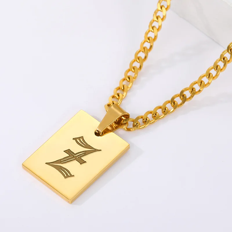 Trending 18k Gold Plated Stainless Steel Necklace Jewelry Minimalist Fashion Design Old English Personalize Necklace