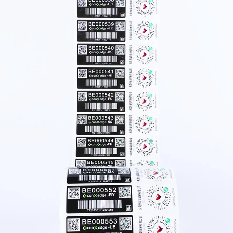 Custom waterproof Trackable Qr Code Security Sticker Variable running serial number barcode QR code packaging label sticker