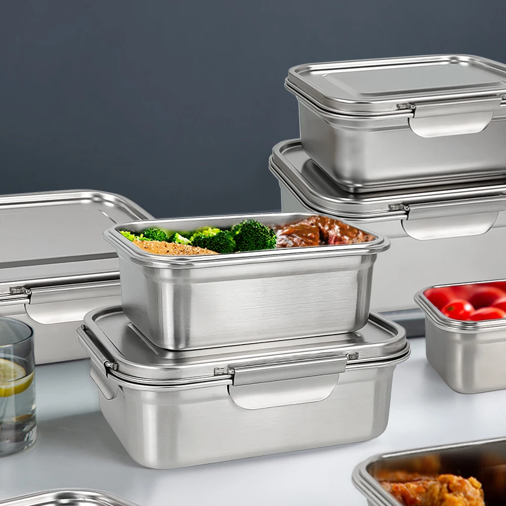 LIHONG Wholesale Stainless Steel Bread Box for Sale Metal Lunch Box Food Storage Bin Container for Kitchen