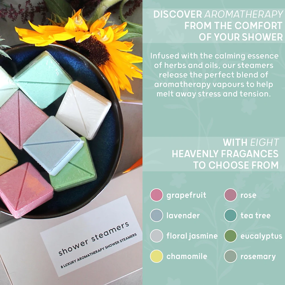 8pcs Calming Essence Heavenly Fragrances Perfect Gift Luxury Aromatherapy Relaxing Shower Steamers