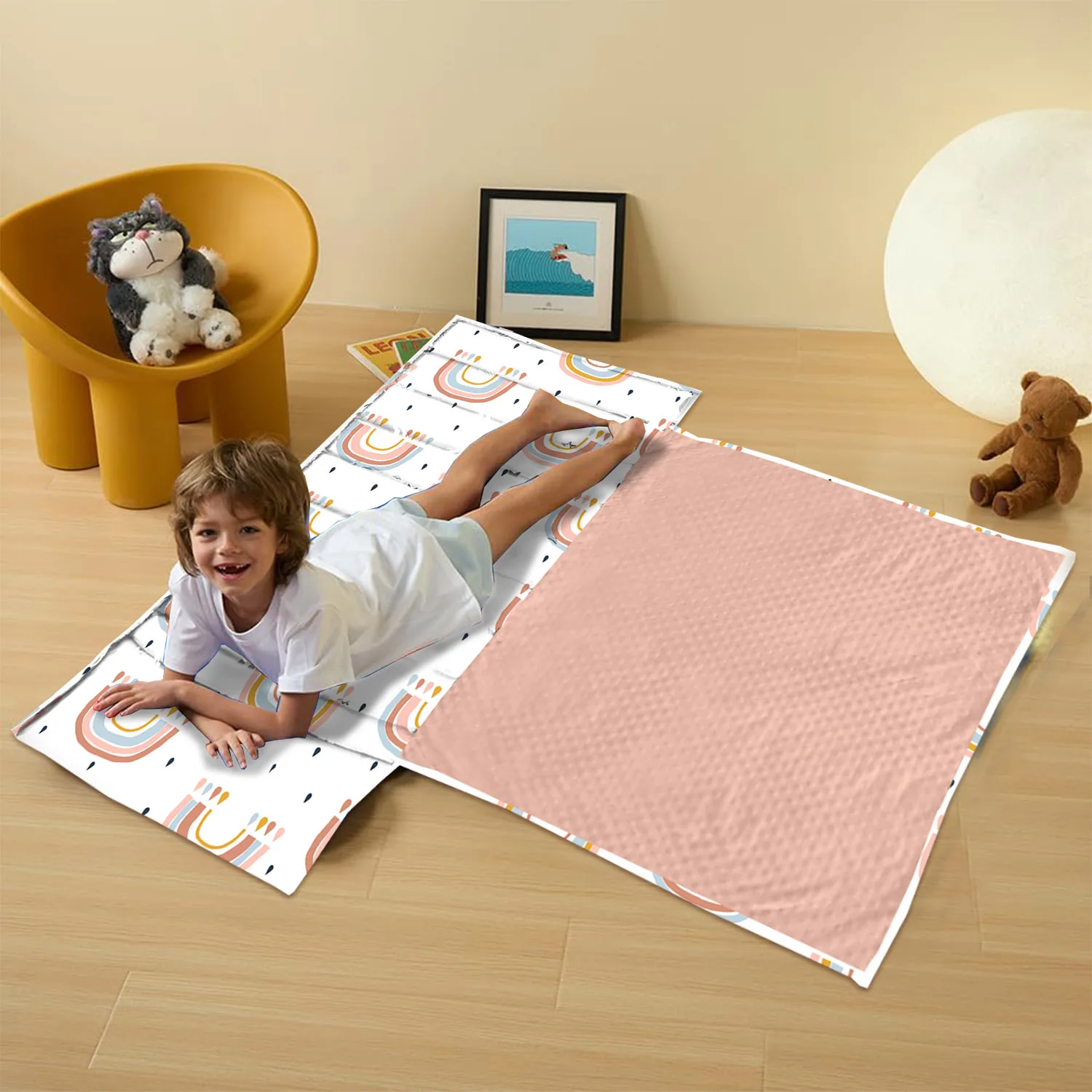 Preschool Custom Printing Kids Toddler Nap Mat Rolled Up Portable Rolled Weighted Nap Blankets For Toddlers Sleeping Nap Mat