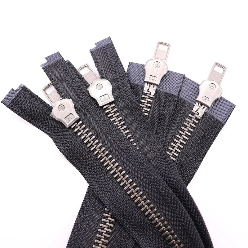 Металлическая молния #8, Высококачественная Темно-Черная никелевая зубья, двухсторонняя молния с открытым концом, двойная металлическая молния