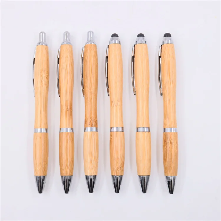 Рекламная сенсорная ручка, Бамбуковая ручка, Экологически чистая деревянная шариковая ручка для сенсорных экранов