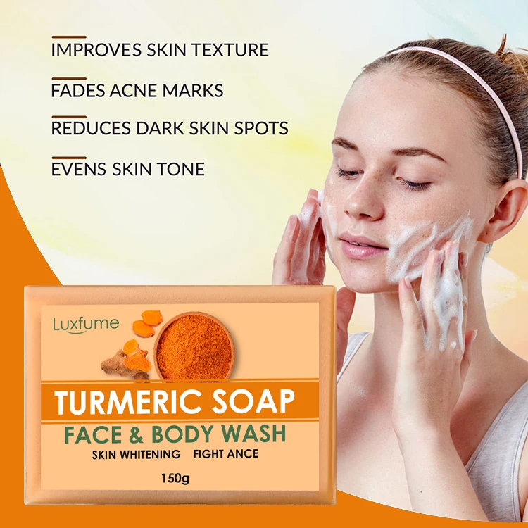 Luxfume Wholesale Turmeric Bar Soap Handmade Organic Turmeric Soap For Skin Whitening