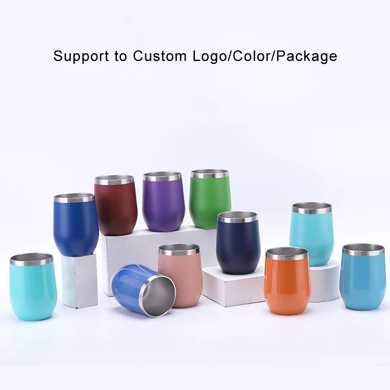 12oz Egg Tumbler Camping Mug For Hot Drinks Double Wall Vacuum Insulated Cup With Lid Stainless Steel Wine Tumbler Mugs