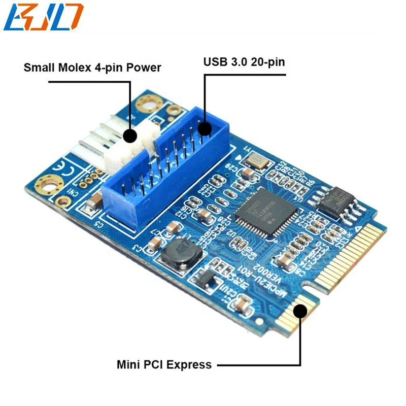 Mini PCI-E PCIe to USB 3.0 USB3.0 19Pin Socket Adapter Converter Riser Card
