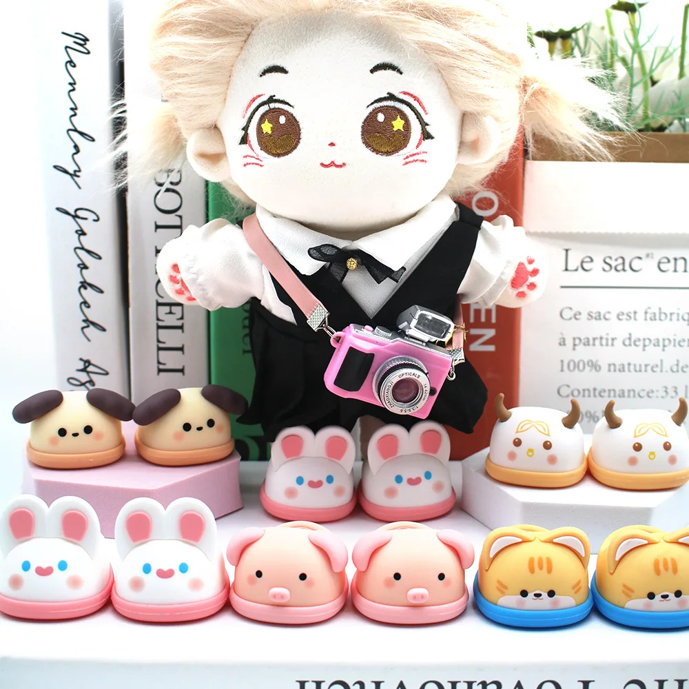 2024 Factory Direct Sale 20cm Cotton Doll Shark Rabbit Dog Pig Cute Pet Slippers Kids Diy Doll Dressing Accessories