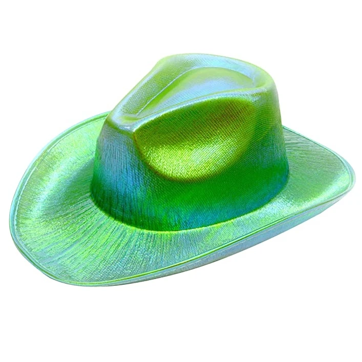 Haiwin Party Neon Sparkly Glitter Space Cowboy Hat holographic cowgirl hat for Birthday & Bachelorette Parties