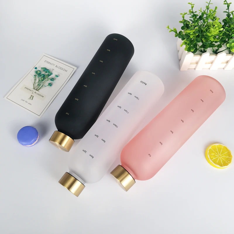 32oz High Quality personalized large capacity BPA Free Time Marker Frosted Plastic Tritan Outdoor Sports Water Bottle