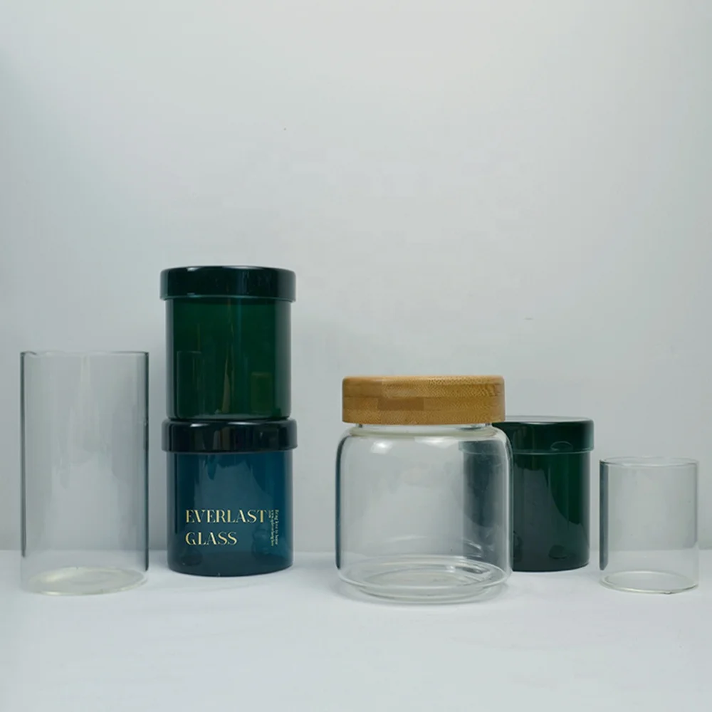 High borosilicate blue glass candle jars in bulk with lid