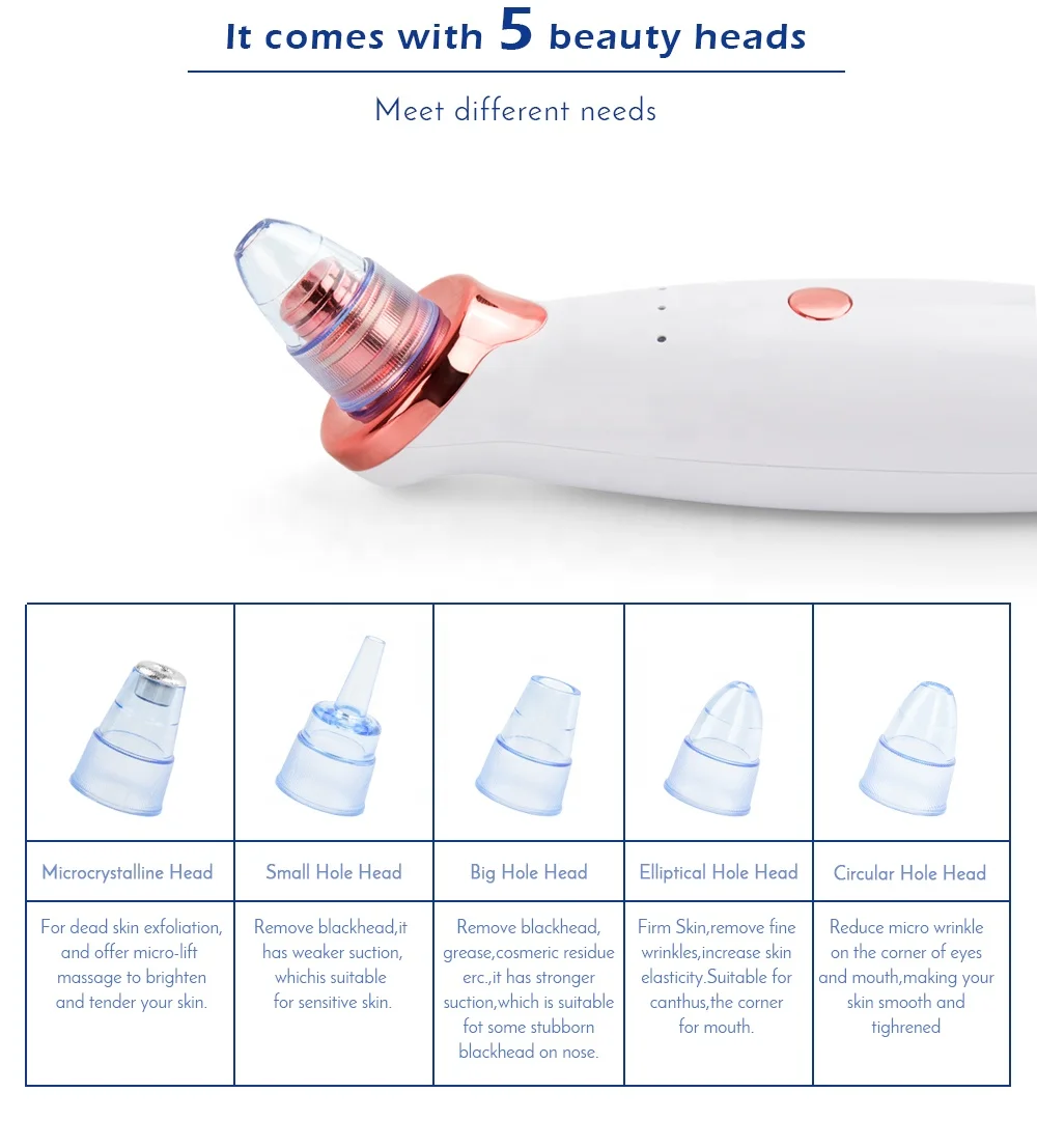 Facial Massage Electric Five Suction Pore Cleaner Dermabrasion Pore Skin Cleaner Vacuum Suction Blackhead Remover