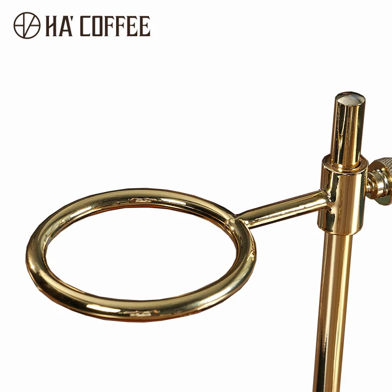Hand Coffee Filter Holder Adjustable Stainless Steel Pour Over Coffee Dripper Stand With Solid Wood Base