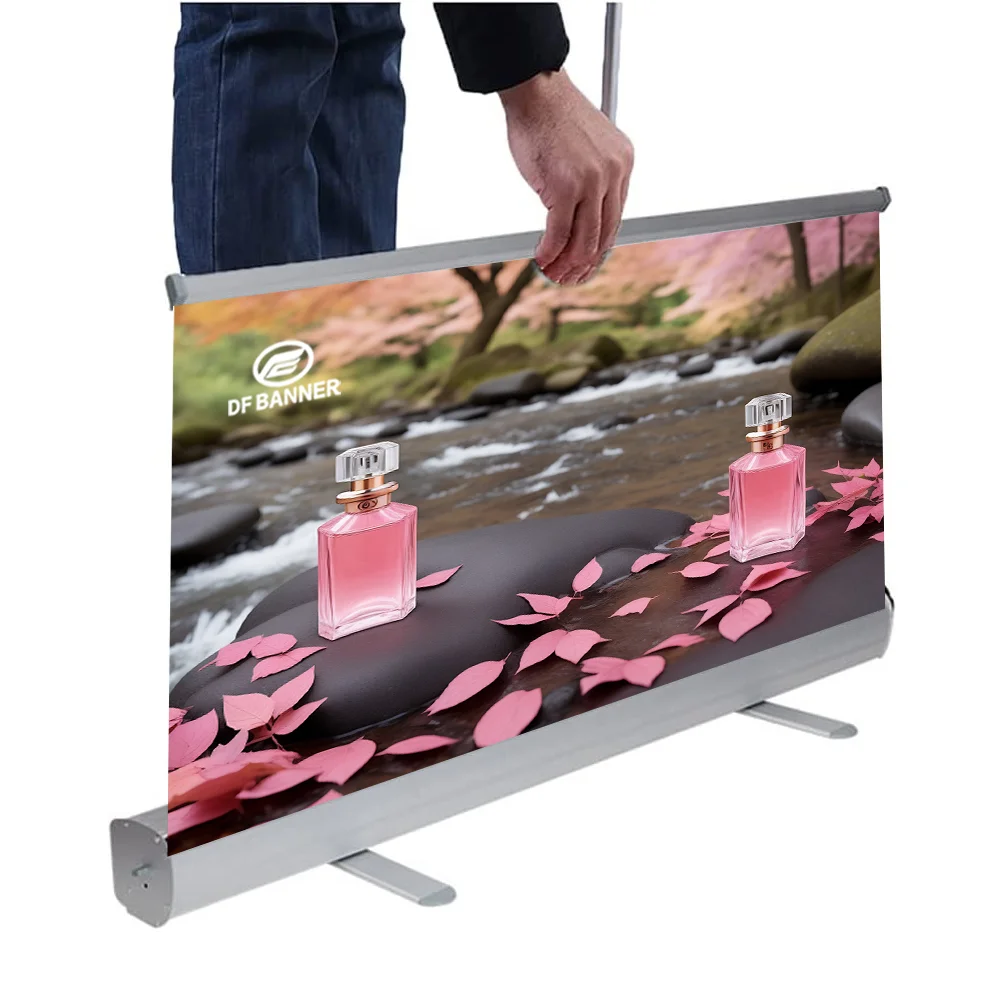 Custom Size Lightweight Aluminum Roll-Up Banner Display Stand Portable Foldable Retractable Exhibition Advertising Printed Type