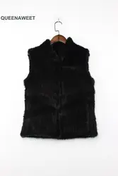 Ladies Fashion Luxury Style High Quality Real Knit mink Fur Vest