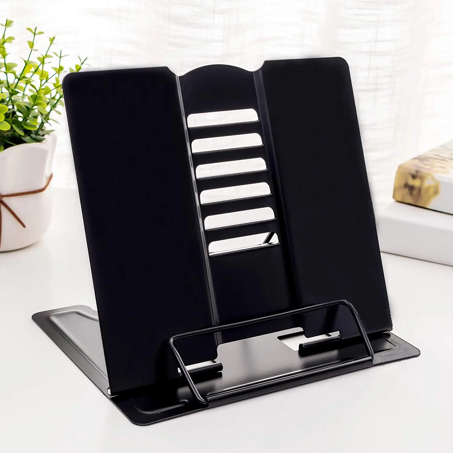 
Student Children Portable Adjustable Foldable Hands Free Desktop Cook Recipe Cardboard Book Display Metal Stand For Reading Hold 
