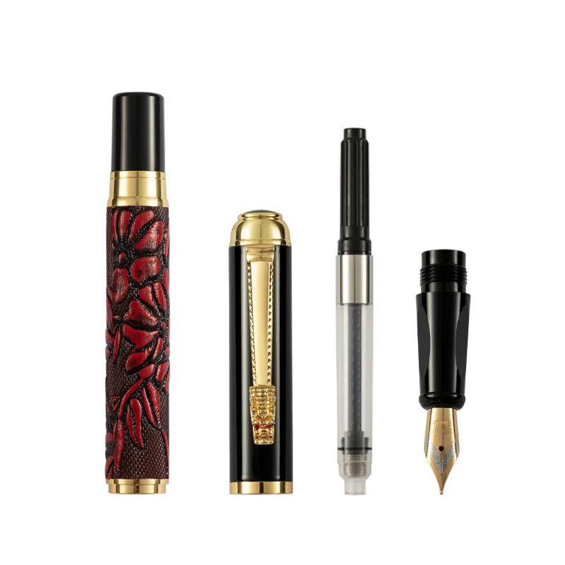 JPS OEM Spot wholesale 26 clear tip metal ink fountain pen business advertising gift leather fountain pen printed LOGO