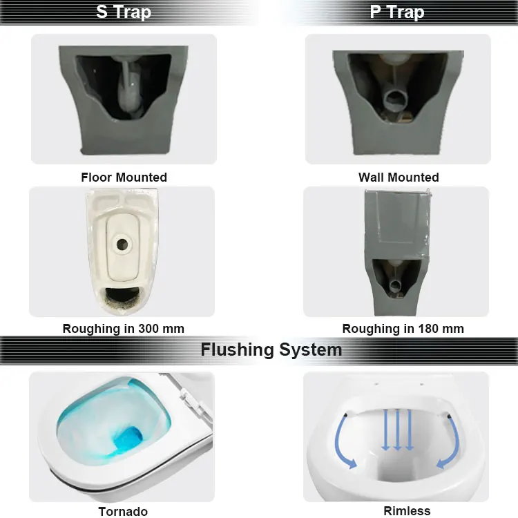  Grey Gold Bathroom Ceramic Washdown Toilets One Piece WC P-trap/S-trap Colored Gray Toilet