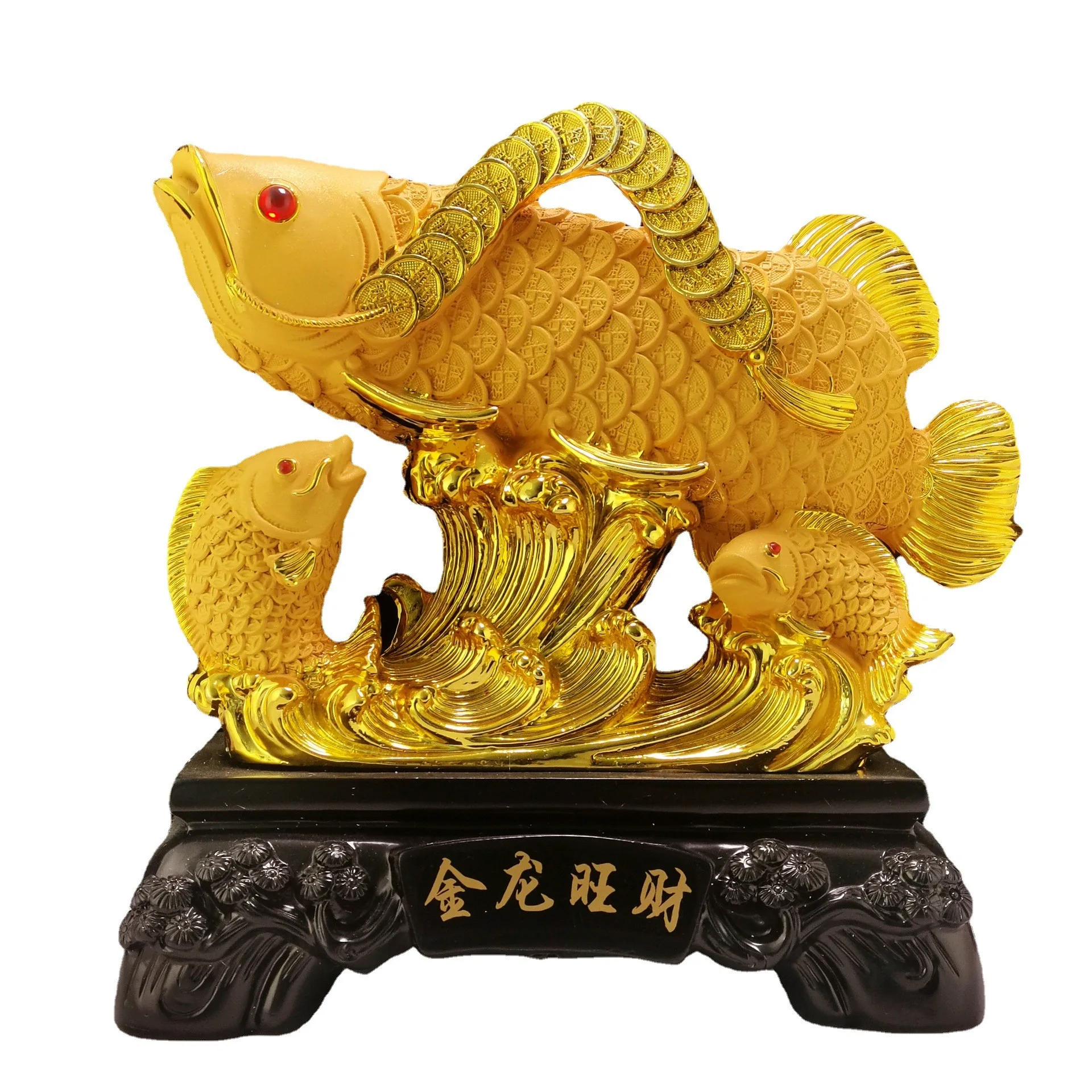 Resin Crafts Feng Shui Chinese Lucky Home Decor Luxury Arowana Statue Livingroom Desktop Arowana Fish Figurine