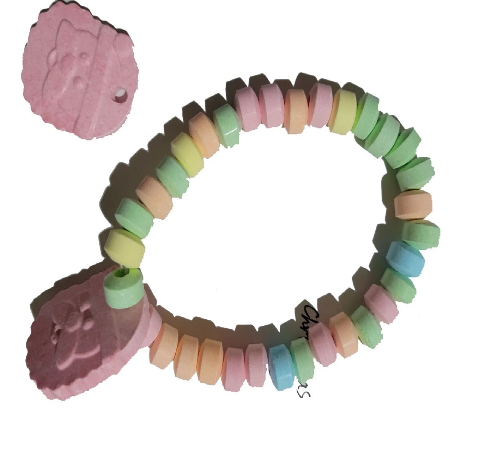 Christmas man shape compressed candy bracelet necklace candy with chairm christmas candy gift holiday dextrose  gift