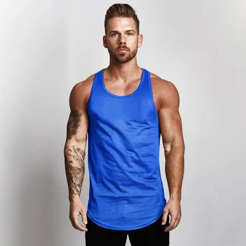 Sidiou Group Bodybuilding Tank Tops Men Mesh Sport Tank Top Fitness Sleeveless Tops Tee Slim Fit Muscle Vest