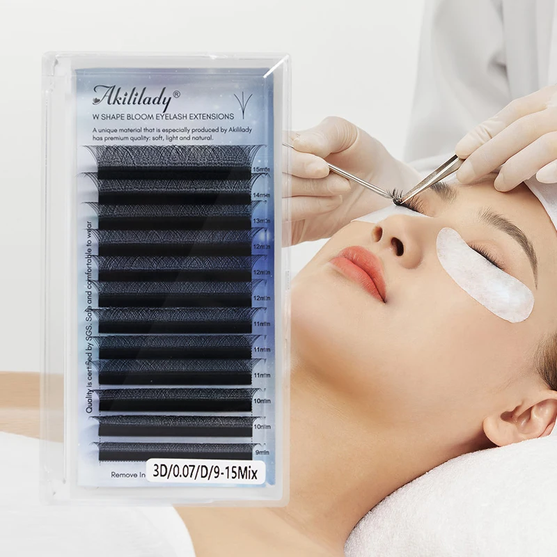 Akililady Custom 3D 0.05 0.07 0.10 3DW Eye Lashes Extension Factory-Furnished Fake Eyelash Extension and Eyelashes W Pestanas