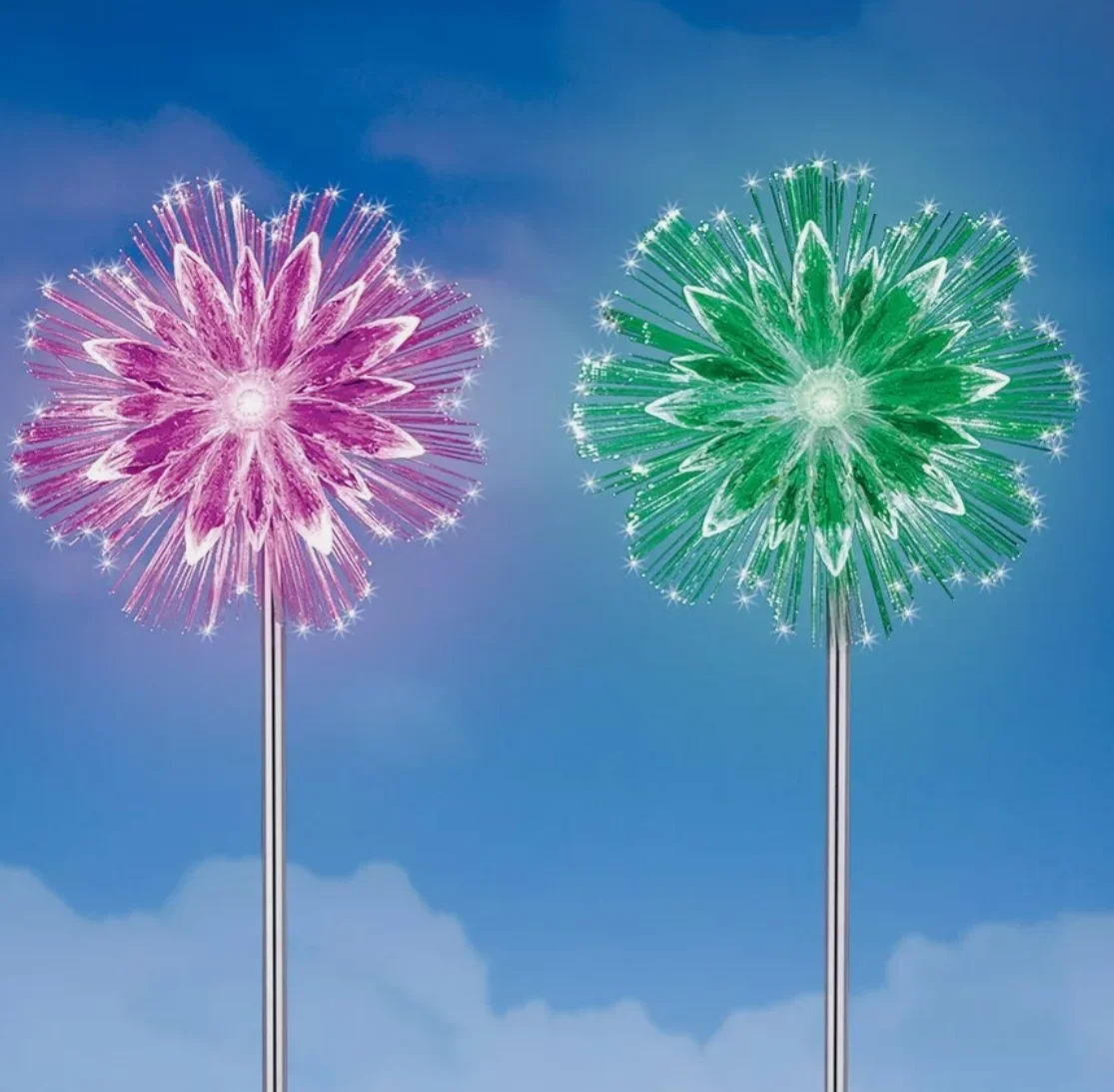 Waterproof outdoor garden Fiber changing light sunFlower solar garden stakes