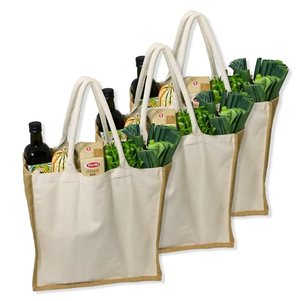 Wholesale Waterproof  hessian Burlap jute Tote Jute wine Bottle Bag with cord