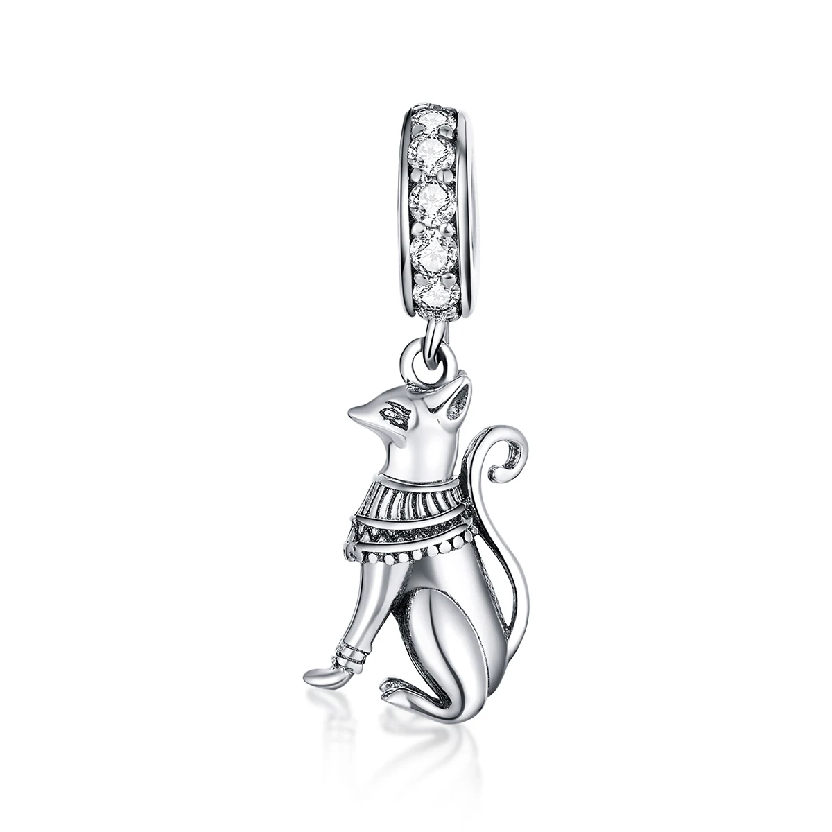 LEICARE Jewelry Charm 925 Sterling Silver Egyptian Cat Dangle Pendant Charm for Necklace Making