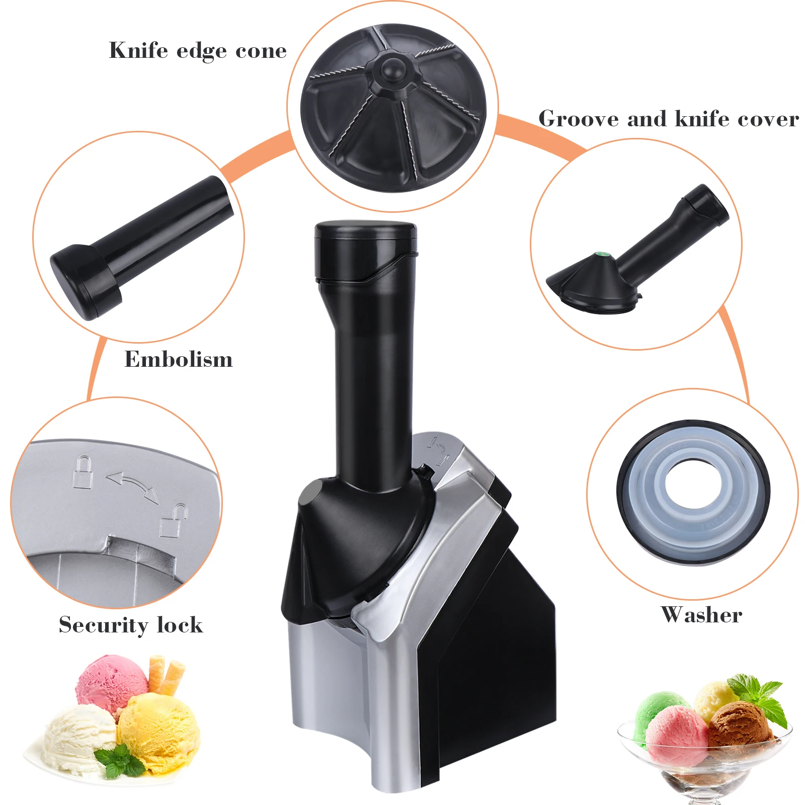 Professional Ice Cream Machine Household  Mini Slush Machine DIY Dessert Fruit Milkshake Maker