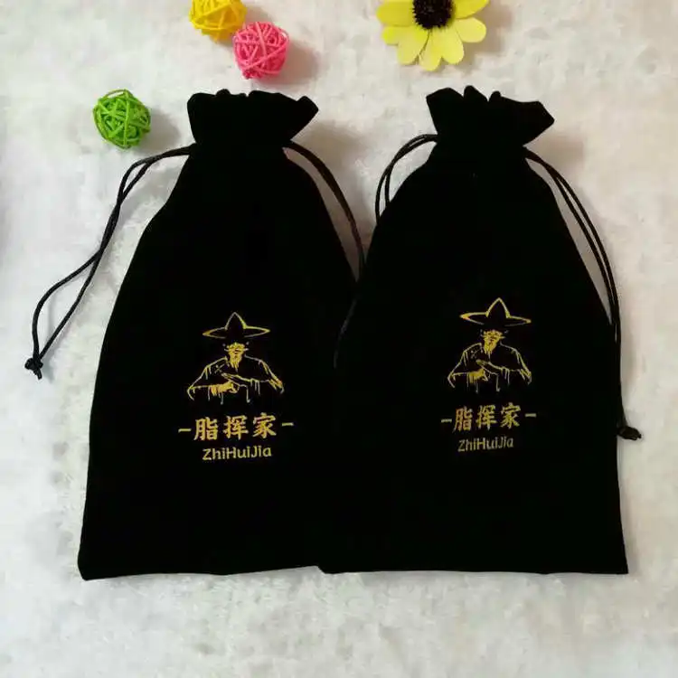 Drawstring Satin Silk Custom Logo Printed Velvet Jewelry Pouch Customized Drawstring Bag