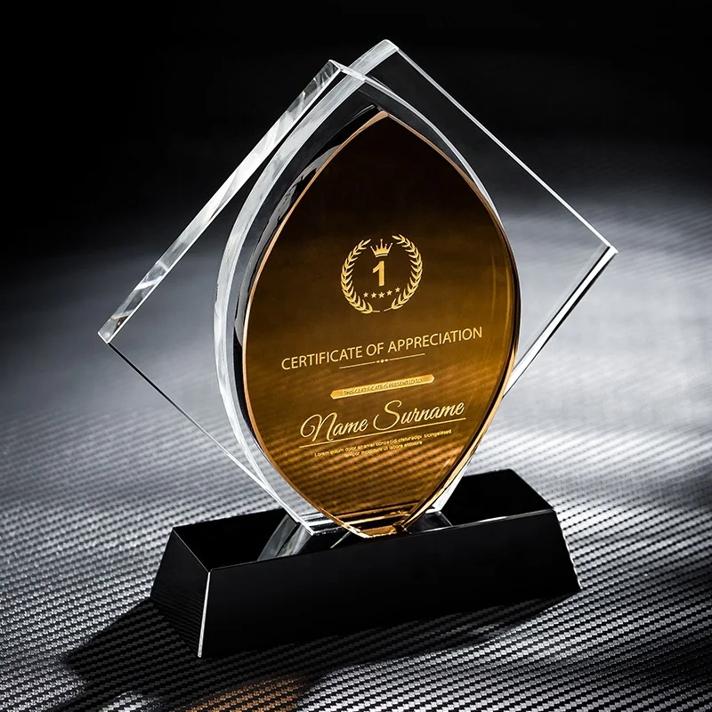 High Quality Diamond Shape k9 Blank Crystal Plaque Award Crystal Glass Trophy