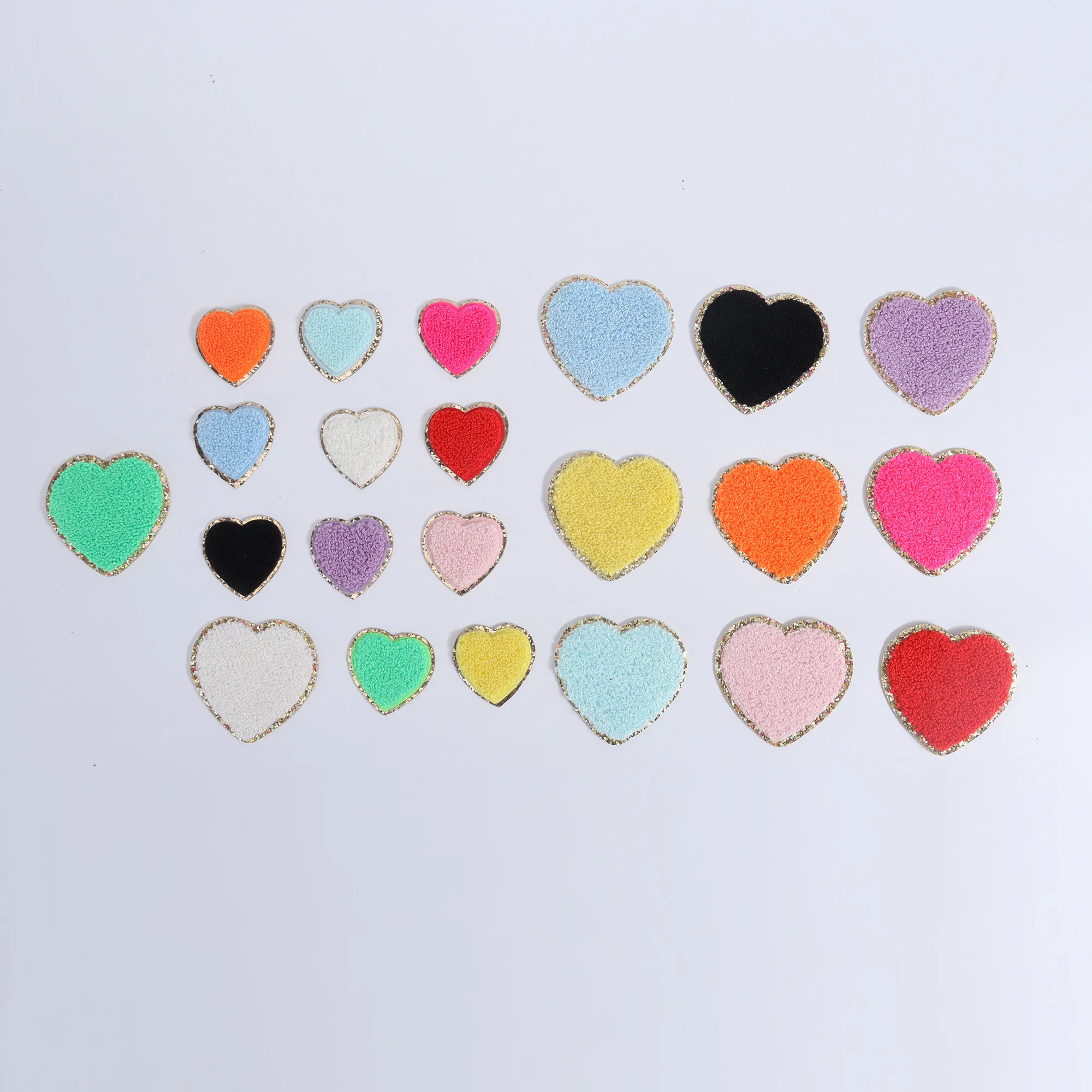 Keymay Stock Multi Colors 5.5/6.2 Small Large Alphabet Letters Heart Rainbow Flower Sticky Towel Embroidery Chenille Patches