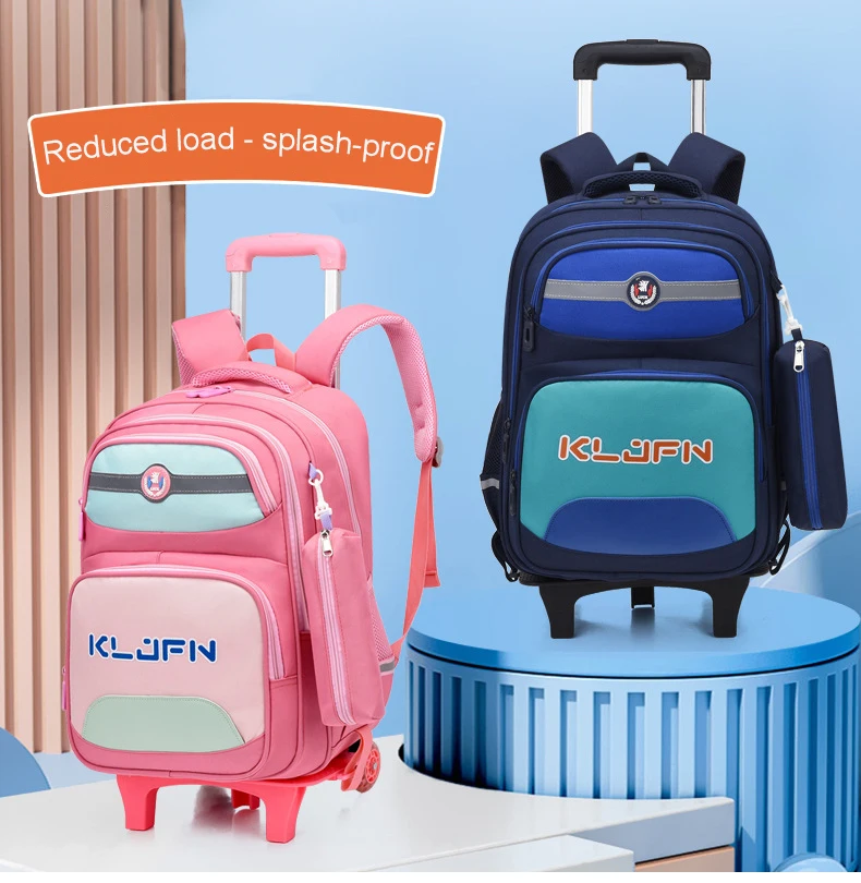 Trolley Schoolbag Removable Children School Bags With Wheels For Girls Boys Large Capacity Trolley Backpack Hard Shell Luggage