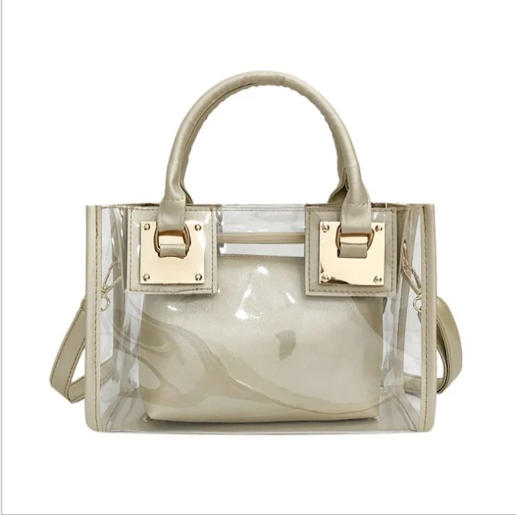 
New arrival large capacity two-piece Laser clear jelly bag wholesales Designer Purse Crossbody Bag for women 