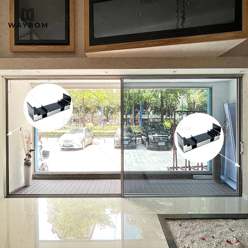 Waybom New product noiseless double glass exterior aluminum sliding doors patio thermal break 200 Aluminum sliding profile