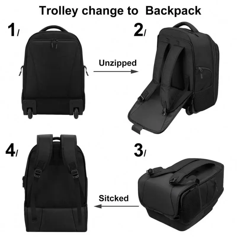 Wheeled Laptop Backpack Trolley Rucksack