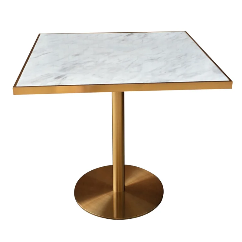 luxury pub  restaurant tables metal base square marble top dining room table