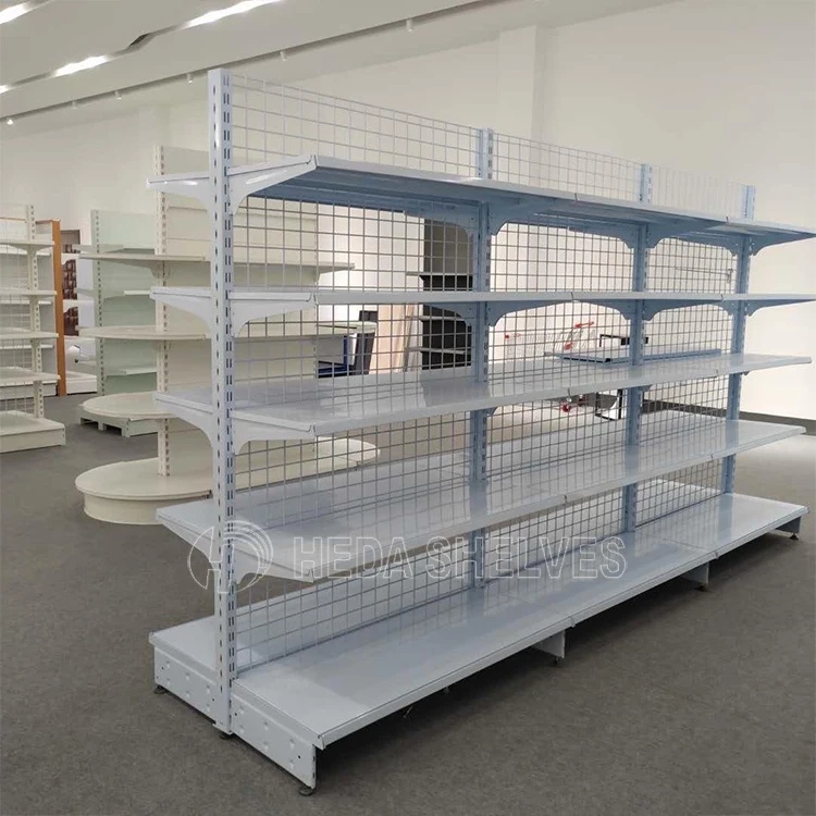 Gandola supermarket racks double side wire mesh rack convenience store gondola shelf
