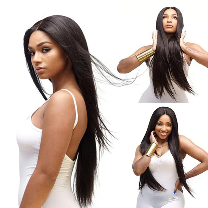 Heat Resistant Full Cheap Woman Synthetic Hair Wig With Lace Front  Long Straight Hair Extension Wigs