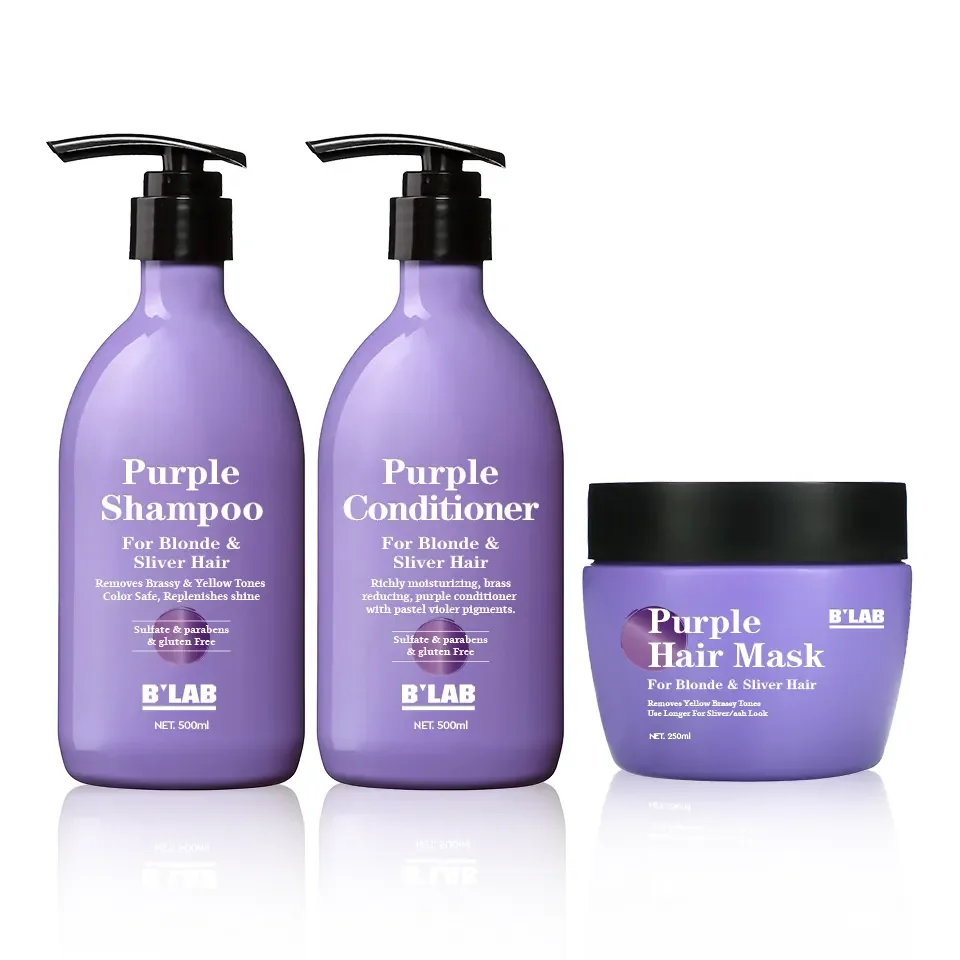 Private Label  Salon Quality Purple Shampoo For Blonde Hair Anti- Brassy Purple Toner No Yellow Shampoo Violet Silver Shampoo