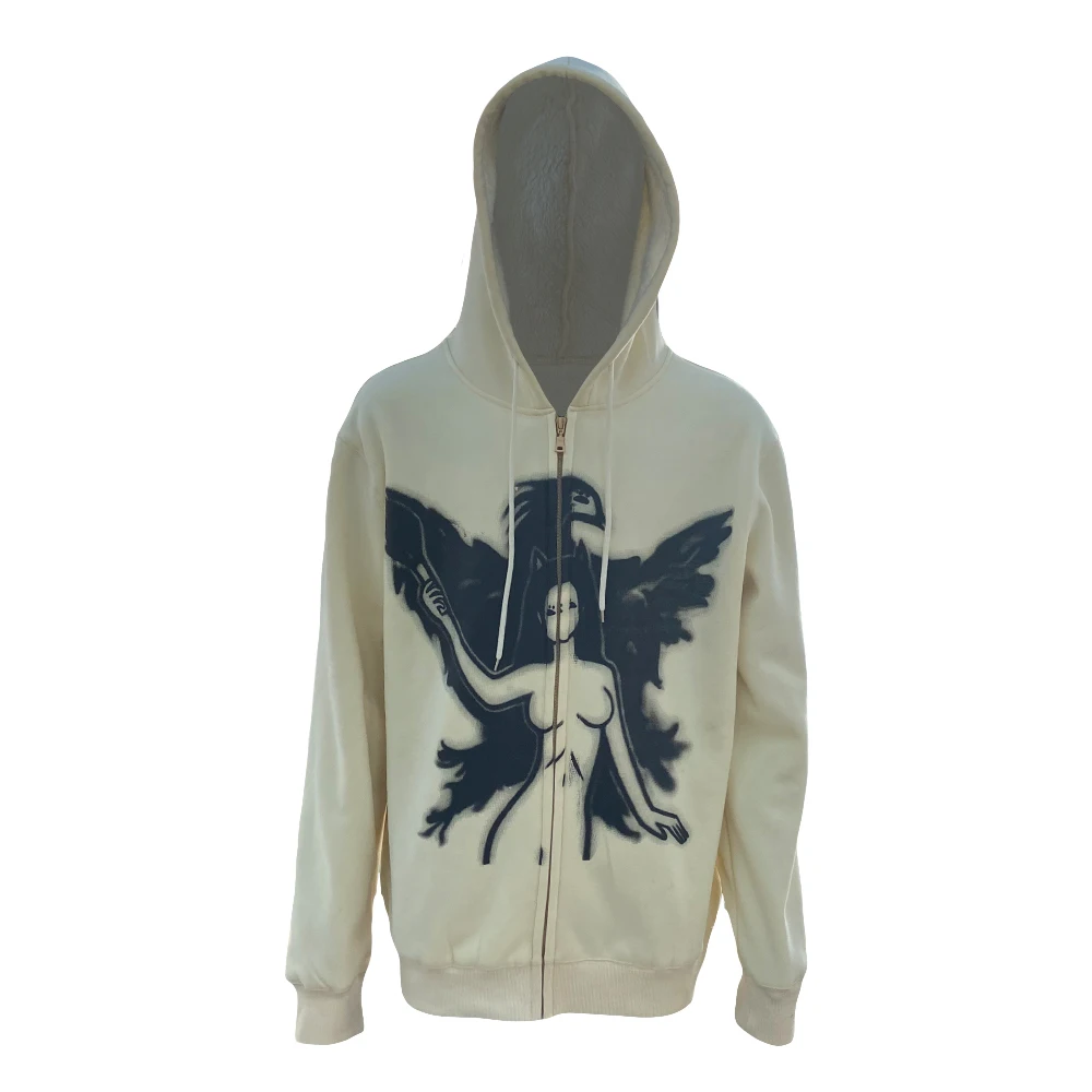 Custom Printing Logo Cotton Sherpa Hoodie Thick Fleece Lined Hooded Mens Zip Screen Print Sweatshirt Men Casual Hip Hop Hoodies