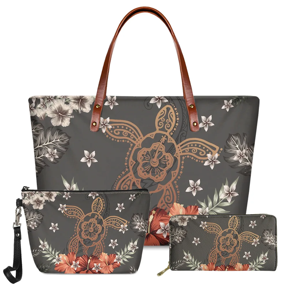 Elegant Tribal Polynesian Purses Handbags for Women Wholesale Dropshipping Money Wallet and Tote Bag Set Ladies Top-handle Bags