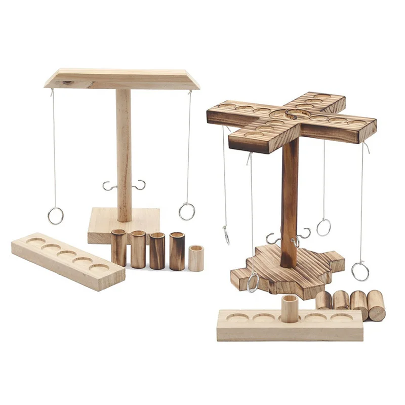 Wooden Ring Toss Games for Adults Yard Games Patio Decor Outdoor Indoor Wooden Hook and Ring Game for Bars Home Party