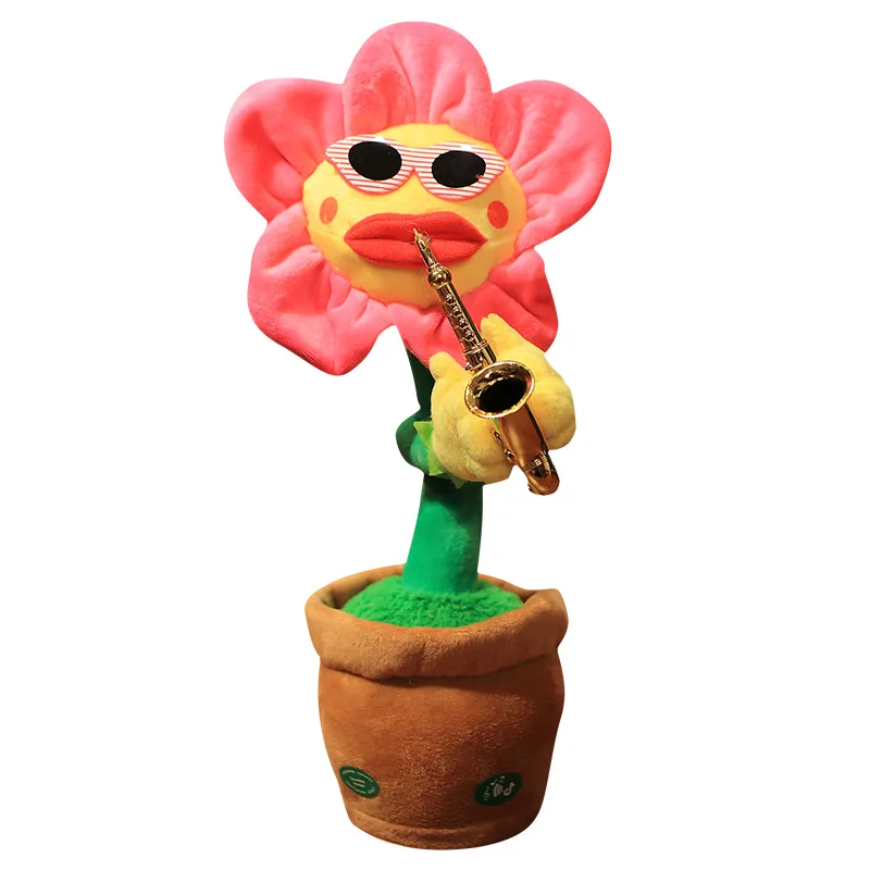 OEM Customized Soft Stuffed Electronic Musical Dancing Flower Plush Toys for Kids Gifts
