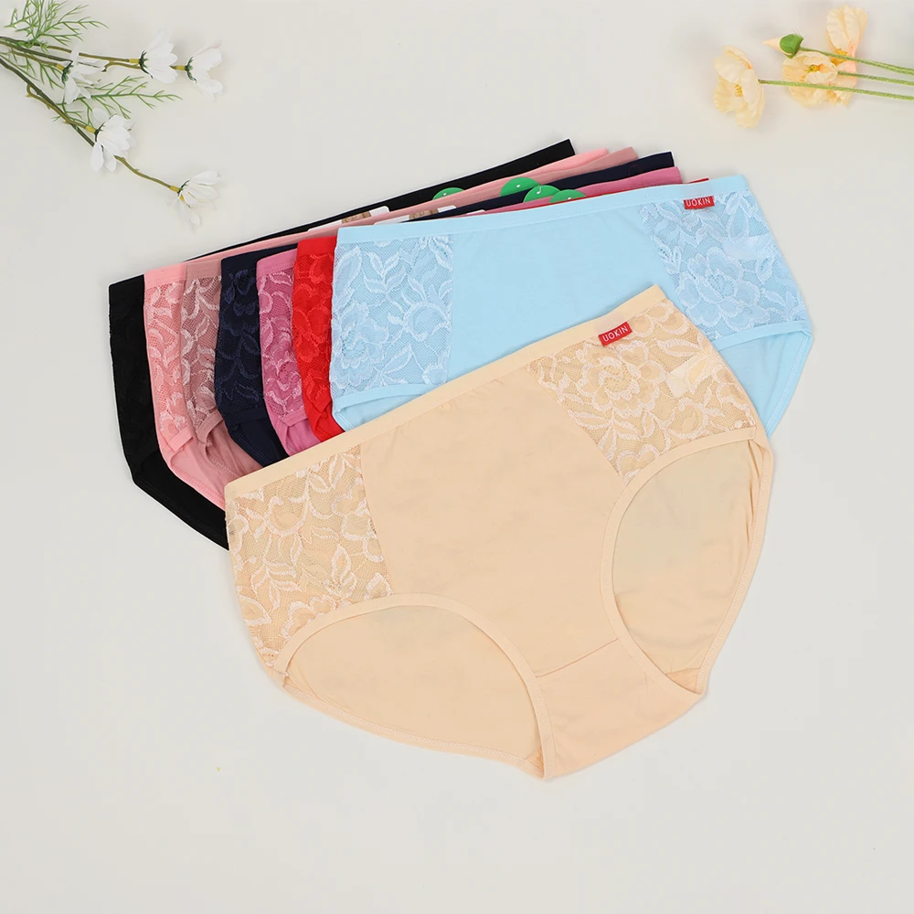 High quality carding cotton womens plus size panties in dozen pack  12 pcs mix size colors wholesale price hot in Southeast Asia
