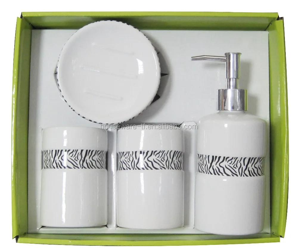 Amazing Household  Printing Ceramic bath set of 4  Popular Ceramic Bath Accessories Pack of 4