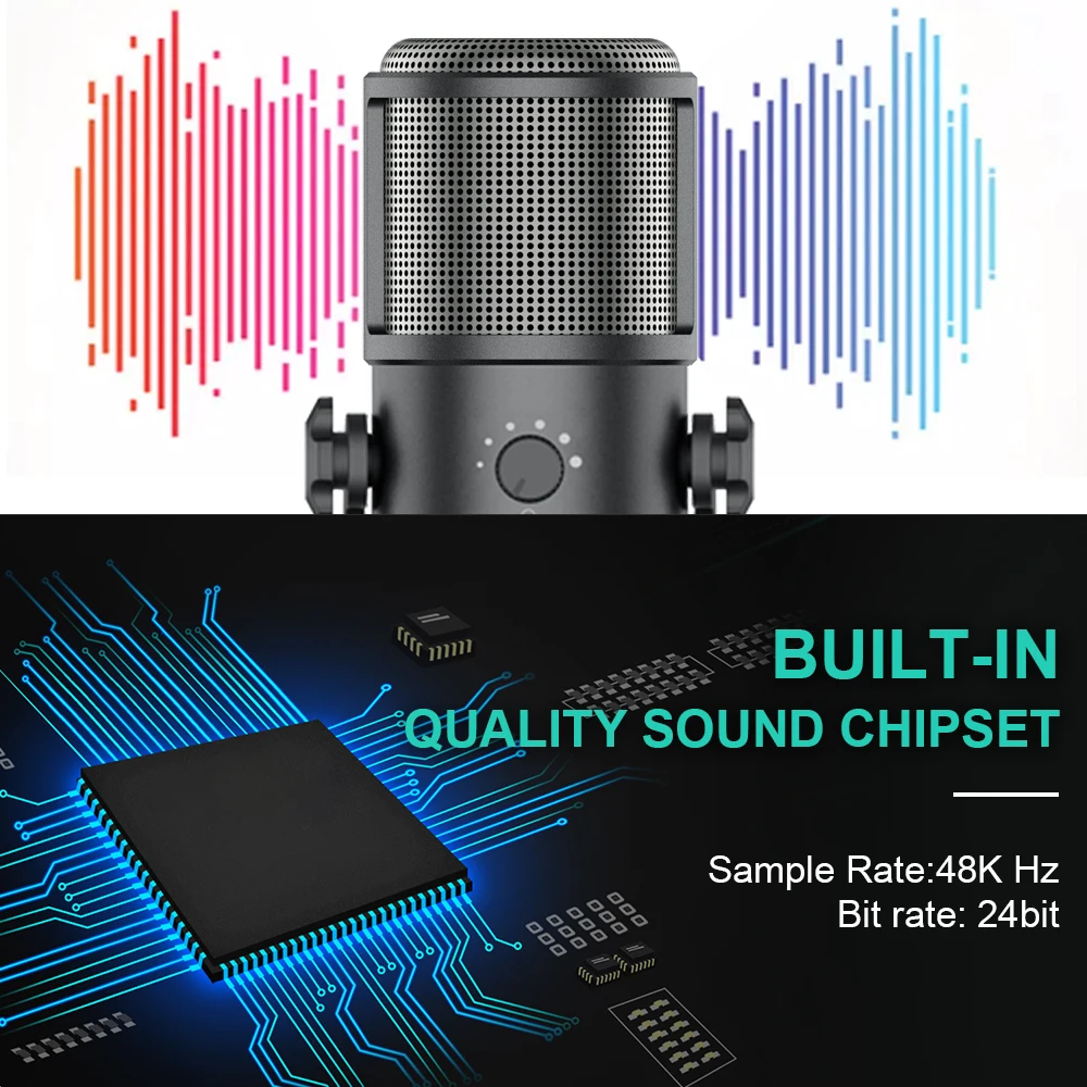 Manufacture Mic Professional USB Condenser Microphone For Webcast Living Studio Recording Singing Broadcasting