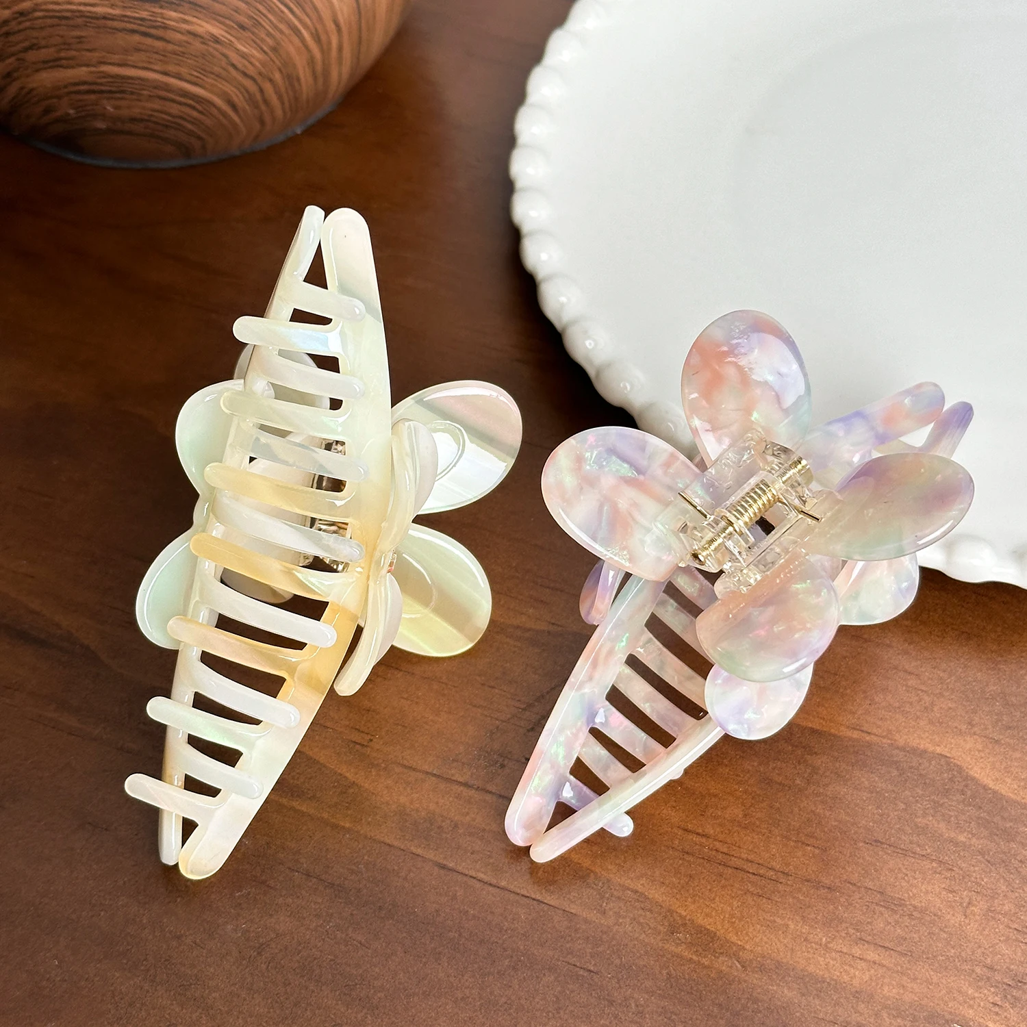 Dowell 11cm Elegant Butterfly Hair Claw Clip High Quality Hairgrips Accessories for Women Girls Fashion Acetate Hair Claw