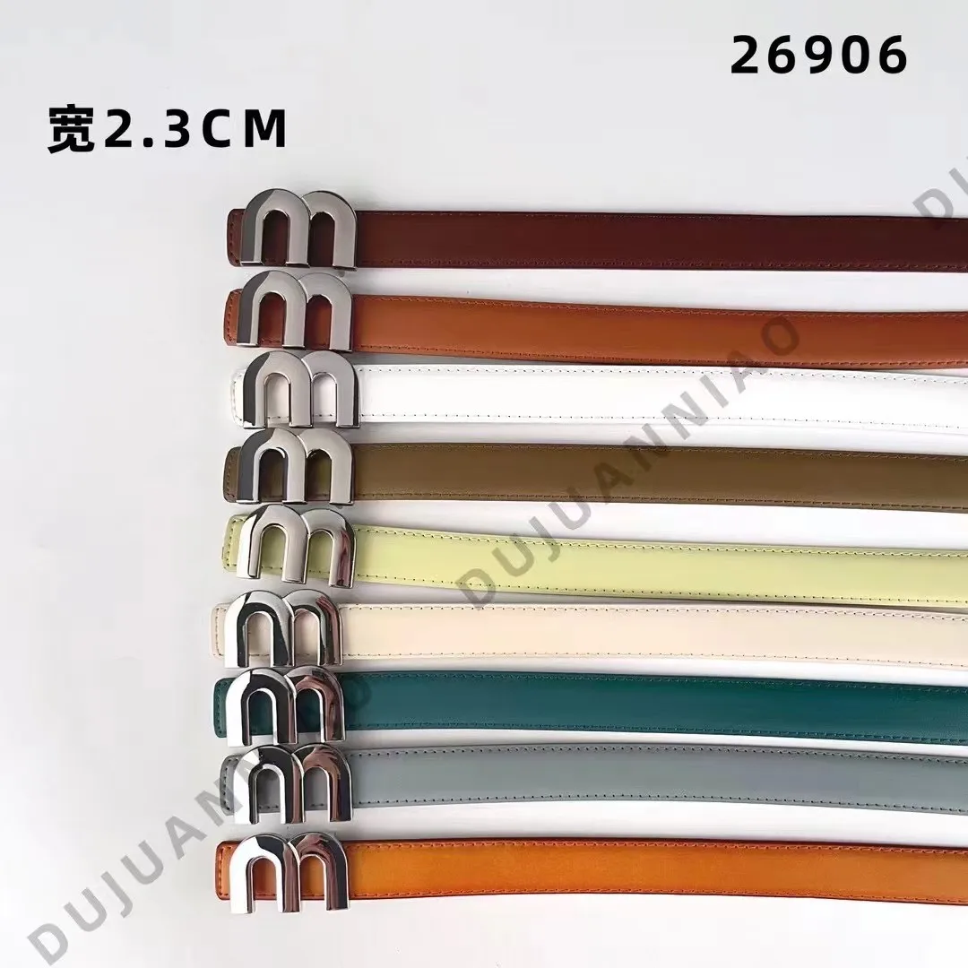 Luxury Letter M Letter Full Leather Belt Newest Designer Genuine Leather Waist Belt Silver Buckle Wholesales